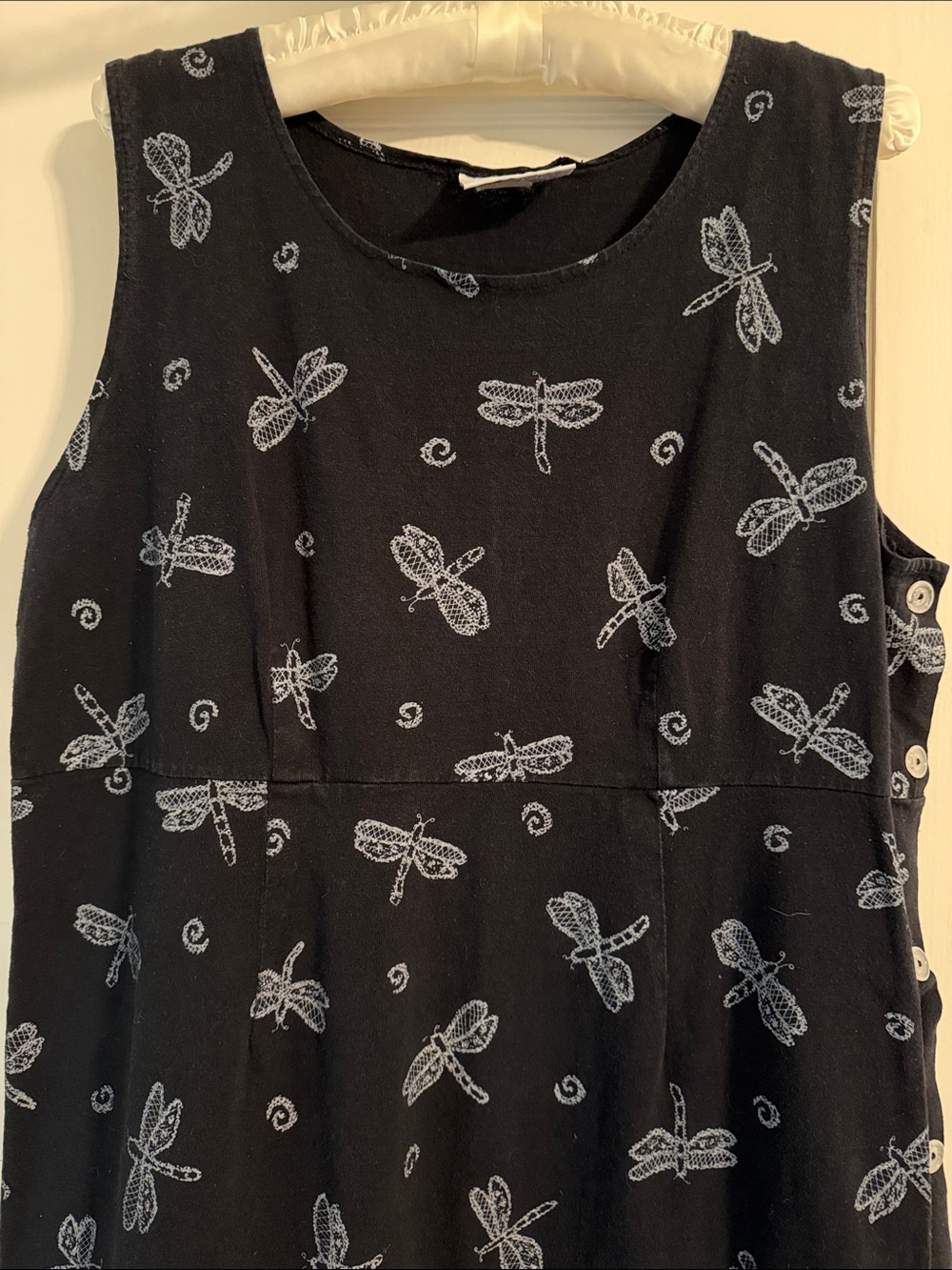 Fresh Produce Dragonflies Midi/Maxi Dress, 100% Cotton, Sleeveless, Button Side - Picture 3 of 10